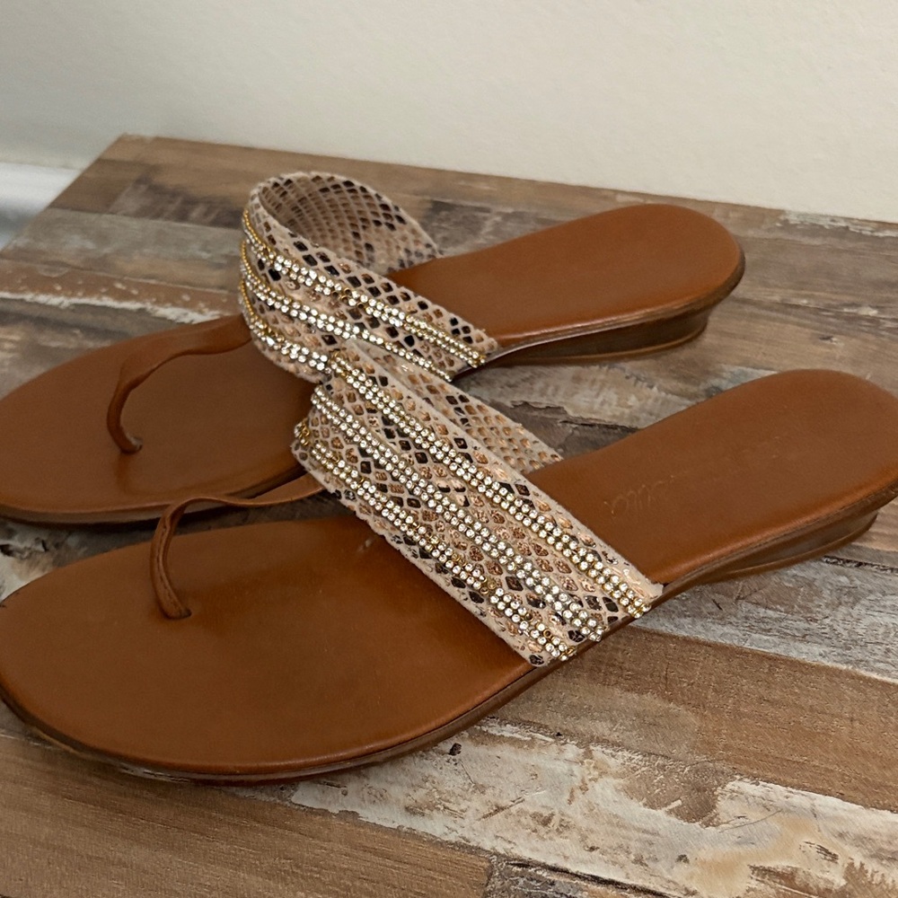 Elegant Beaded Brown Sandals
